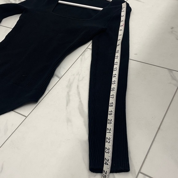 Abercrombie & Fitch Black Ribbed Bodysuit Long Sleeve’s Square Neck Sz S - Picture 11 of 13